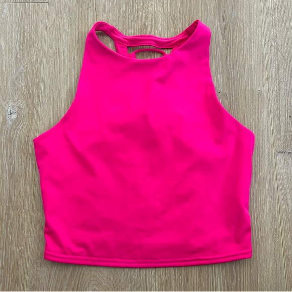 Alo Yoga Movement Longline Strappy Back Sports Bra Hot Pink Size Medium - Picture 2 of 6